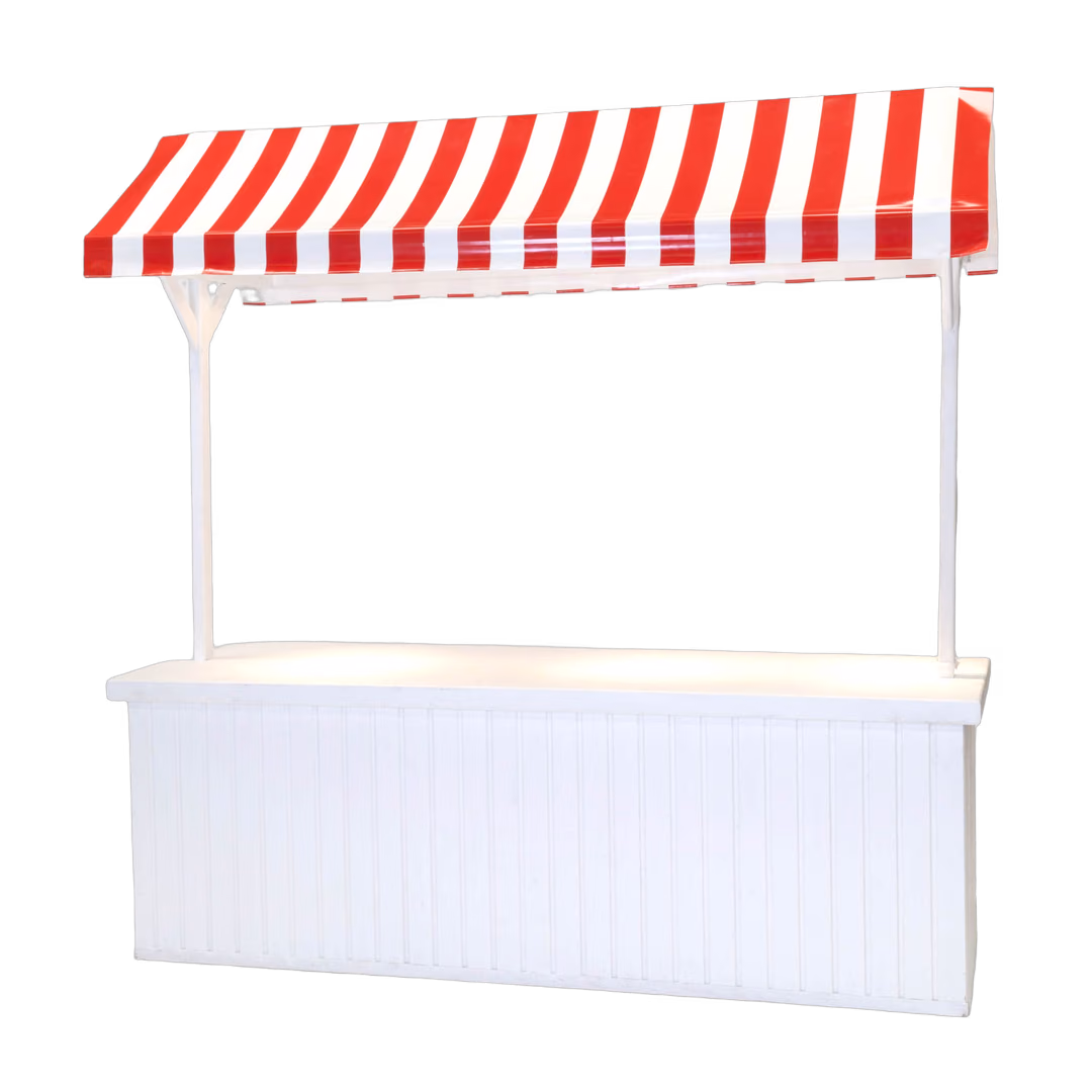 Marktstand Sylt L rot/weiß – Buffetmobiliar mieten bei Unique Event Rental Hamburg