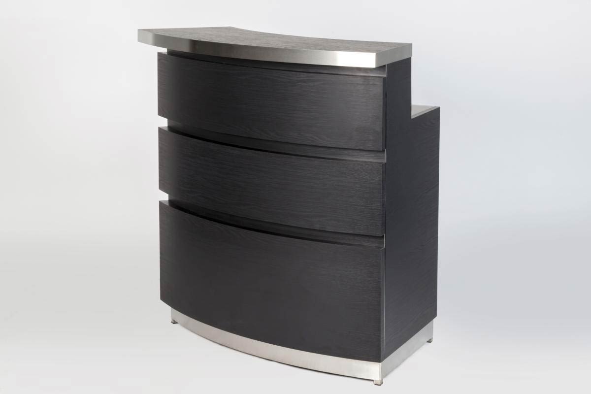 Element Manhattan Achtelkreis in Schwarz mit Edelstahl und Beleuchtung