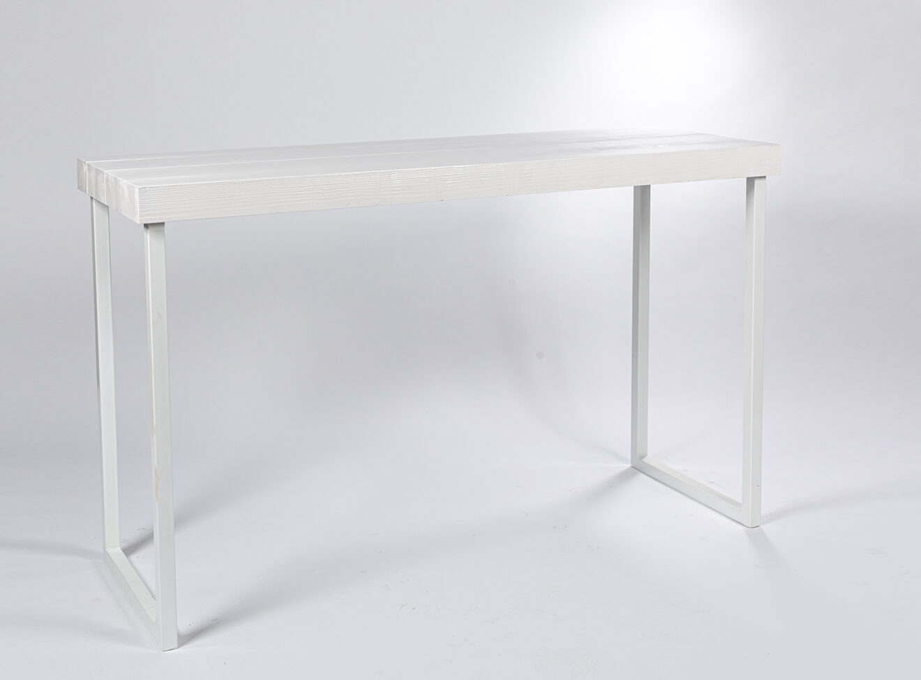 Stehtisch Sylt L Steel white mit weißer Holzplatte und Stahlgestell