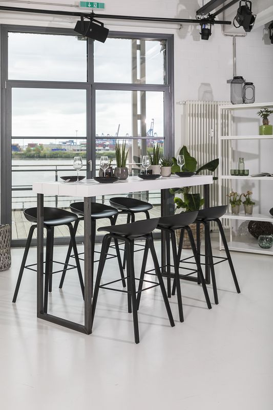Stehtisch Sylt L Steel grey im modernen Eventraum gedeckt