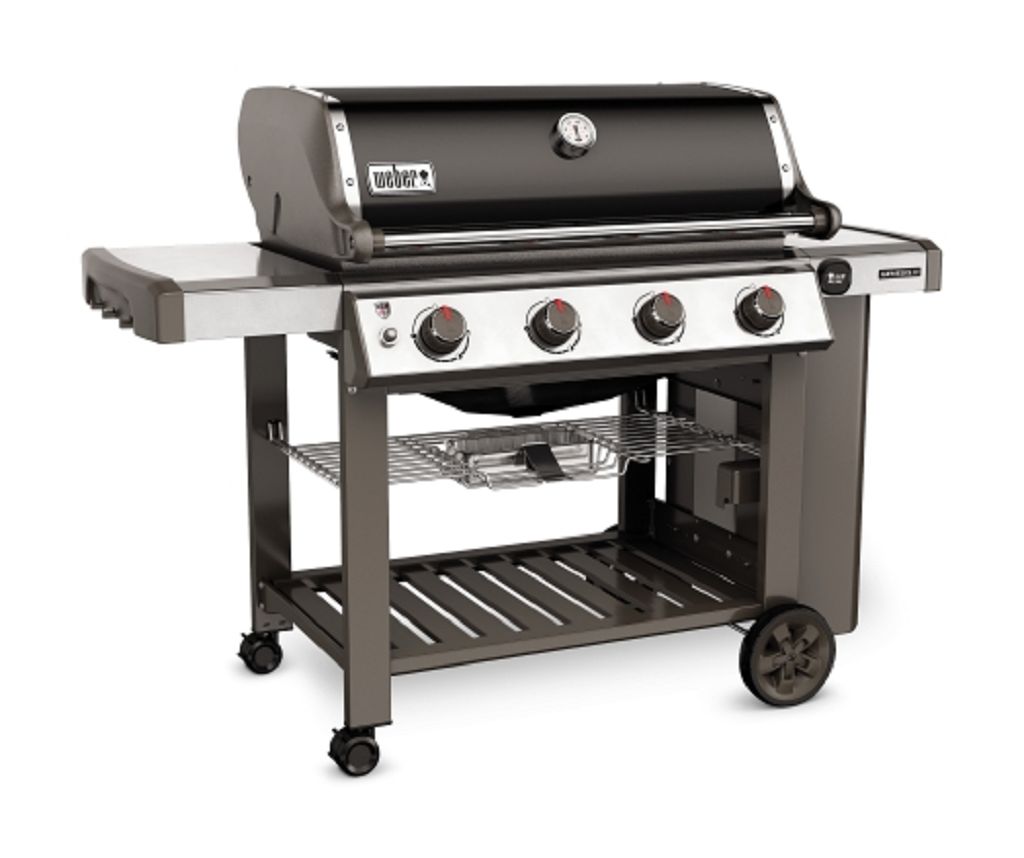Gasgrill Weber mit vier Drehreglern und fahrbarem Untergestell