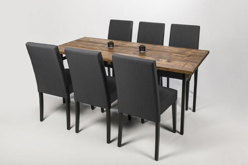 Dinnertisch Bari classic L/80 mit antiker Massivholzplatte und U-Gestell