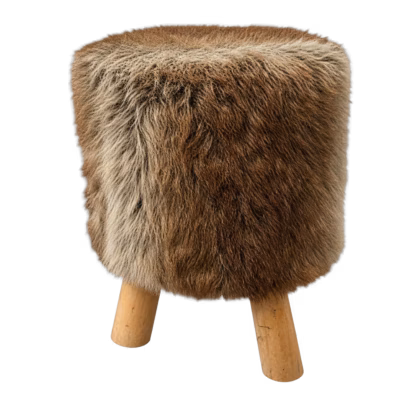 Dekorativer Fellhocker, H: 40 cm, ⌀ 32 cm, verschiedene Farben mieten bei Unique Event Rental Hamburg
