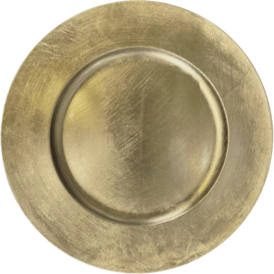 Platzteller gold, Ø 38 cm, Kunststoff – Servier-, Tisch-, Buffetzubehör mieten bei Unique Event Rental Hamburg